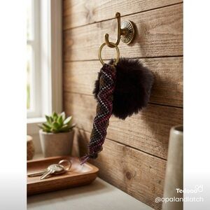 Cocoa Berry Zig Zag Pom Keychain